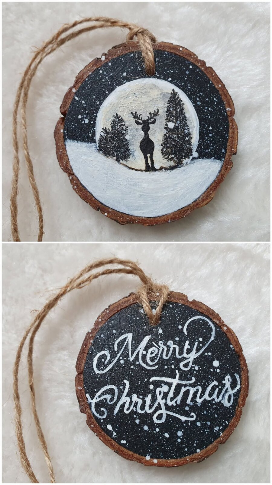 Ornament Craciun Merry Christmas Lemn Natural