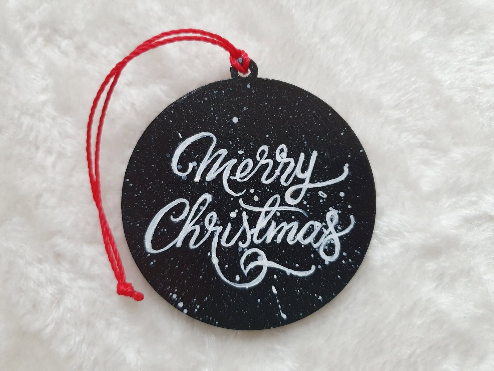 Ornament Craciun Merry Christmas Fundal Negru